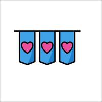 A blue banner with two hearts on it vector