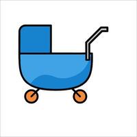 A baby carriage icon in a flat style vector