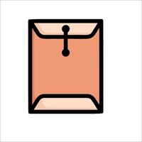 An orange envelope with a black handle on it vector