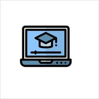 A laptop with a graduation cap on it vector