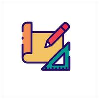 A pencil and ruler icon on a white background vector