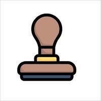 A stamp with a wooden handle and a gold ring vector