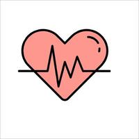 Heartbeat icon with a line of black and pink vector