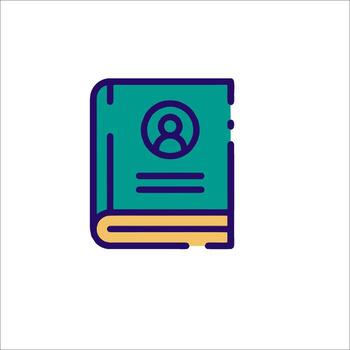 un libro con un persona en el medio y un circulo icono vector