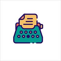 A typewriter icon with a piece of paper on top vector