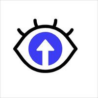 A blue eye with an arrow pointing up vector
