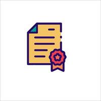 A certificate icon with a paper document and a star vector