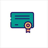 A certificate icon with a ribbon and a star vector
