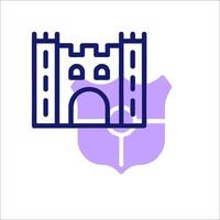 A castle icon with a purple background vector