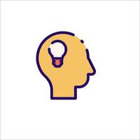 A person's head with a light bulb in it vector