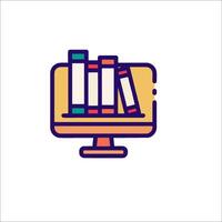 A computer monitor with books on it vector