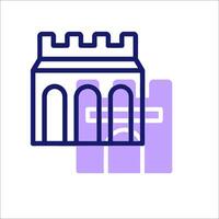 A purple and blue icon of a castle vector