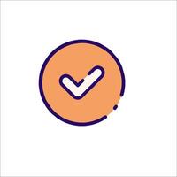 A check mark in an orange circle vector