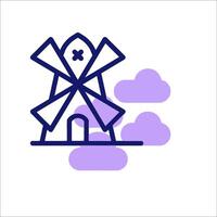 A purple line icon of a windmill vector
