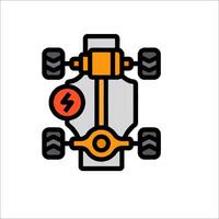 A car with a red light on it and a battery icon vector
