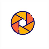 A circular logo with an orange and blue color scheme vector