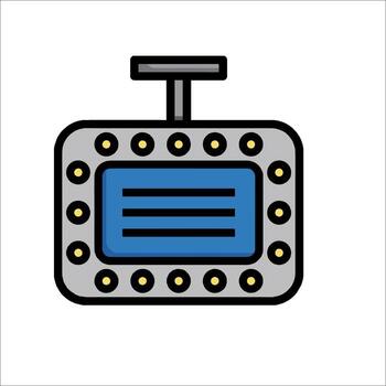 A flat icon of a computer monitor with a blue background vector