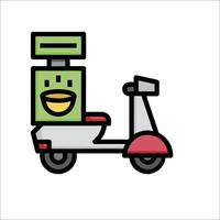 A cartoon scooter with a green box on the back vector