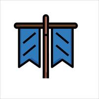 A blue flag with two arrows on it vector