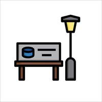 A lamp and a bench next to a street lamp vector