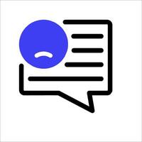A speech bubble with a sad face vector