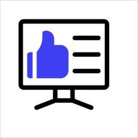 A computer monitor with a thumbs up icon vector