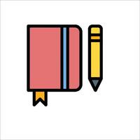 A notebook and pencil icon on a white background vector