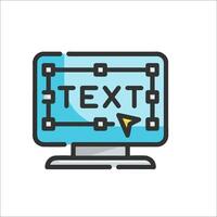 Text on computer screen icon illustration vector