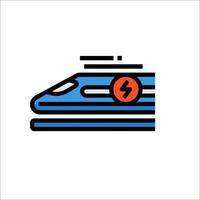 A train icon with a lightning bolt on it vector