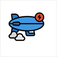 A blue and white blimp with a lightning bolt on it vector