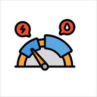 A meter with a lightning bolt and two speech bubbles vector
