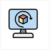 A computer monitor with a cube on it vector