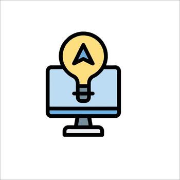 un computadora con un ligero bulbo en parte superior de eso vector