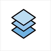 A blue and white logo with a stack of three stacked cubes vector
