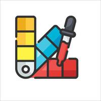 A colorful pencil and a pen icon vector