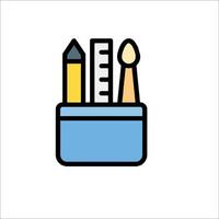 A pencil, ruler and pencil in a box vector