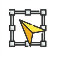 A yellow paper airplane in a square frame vector