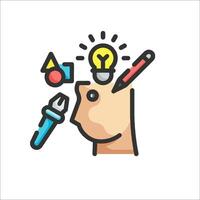 A hand holding a light bulb and a tool vector