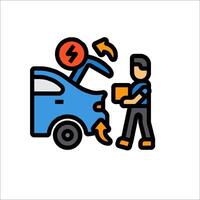A man is fixing a car with a broken part vector