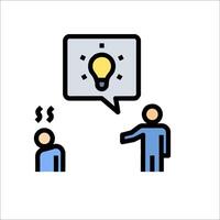 A man is talking to another man with a light bulb above them vector
