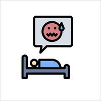 A man in bed with a speech bubble above him vector