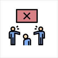 A group of people are standing around a board with a red cross on it vector