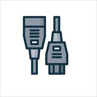 Two cables connected to each other on a white background vector