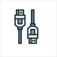 Two usb cables connected to each other on a white background vector