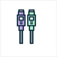 Two cables connected to each other on a white background vector
