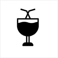 A black and white icon of a drink with a straw vector