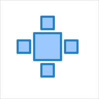 A blue square with four squares in it vector