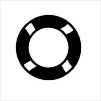 A black and white icon of a life preserver vector