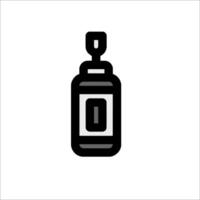 A bottle of liquid is shown in black and white vector