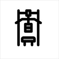 A black and white icon of a chair with a sign on it vector